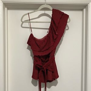 Red one shoulder top